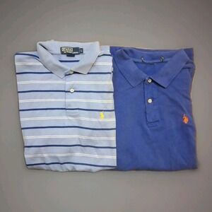 Lot of 2 Mens Large Blue Polo Ralph Lauren Polo Shirts Short Sleeve